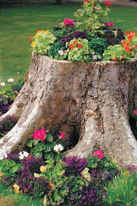 fake tree stump planter